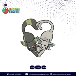Umbreon & Glaceon Heart Tail Embroidery Design – Pokémon Digitizing File